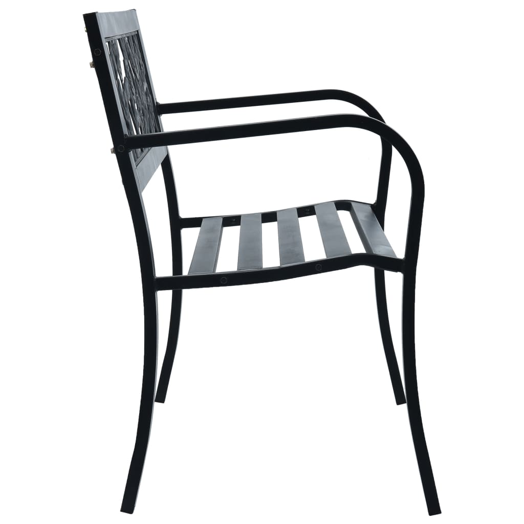 vidaXL Garden Bench | Black | Steel | 125 cm |  Durable | Garden Bench