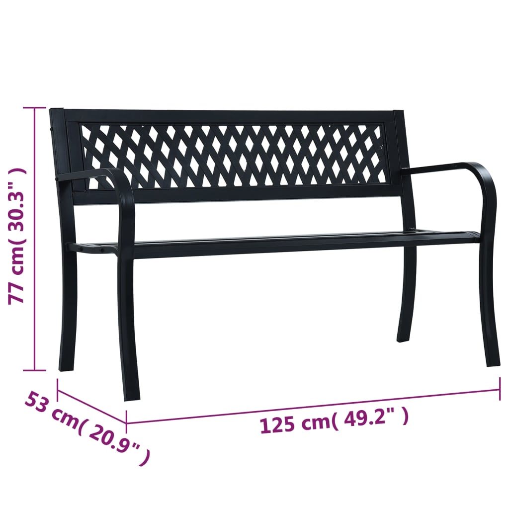 vidaXL Garden Bench | Black | Steel | Standard | Durable | Garden Bench