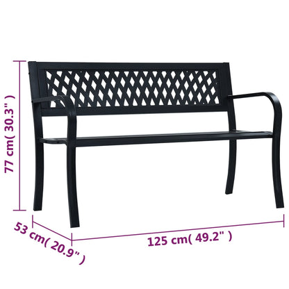 vidaXL Garden Bench | Black | Steel | Standard | Durable | Garden Bench