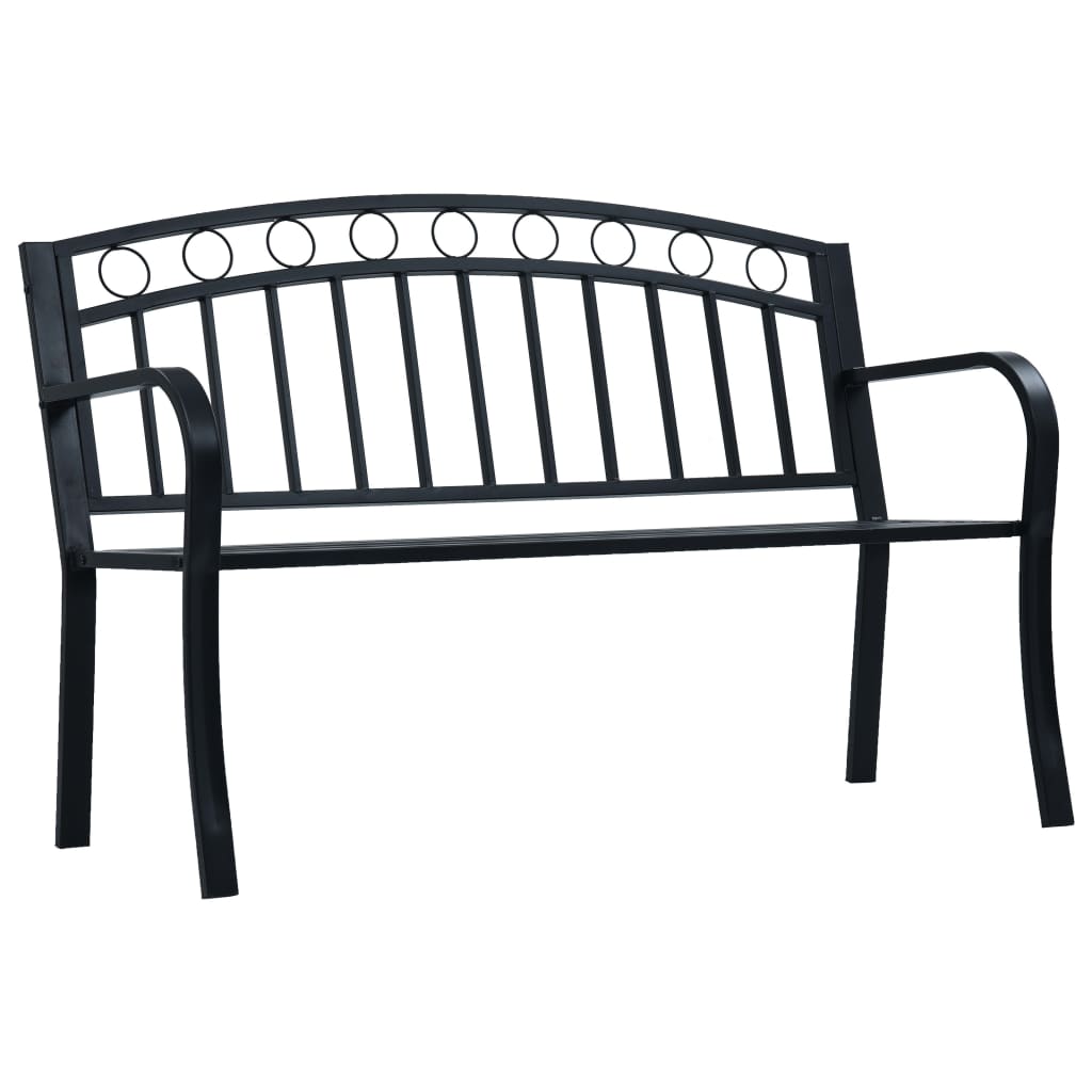 vidaXL Garden Bench | Black | Steel | 125 cm wide | Durable