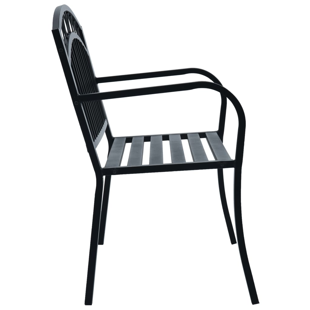 vidaXL Garden Bench | Black | Steel | 125 cm wide | Durable