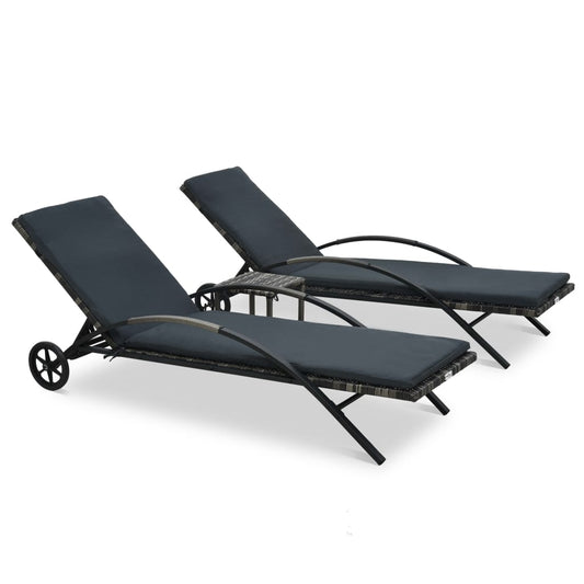 vidaXL Sun Lounger | Anthracite and Grey | PE Rattan and Powder-Coated Steel