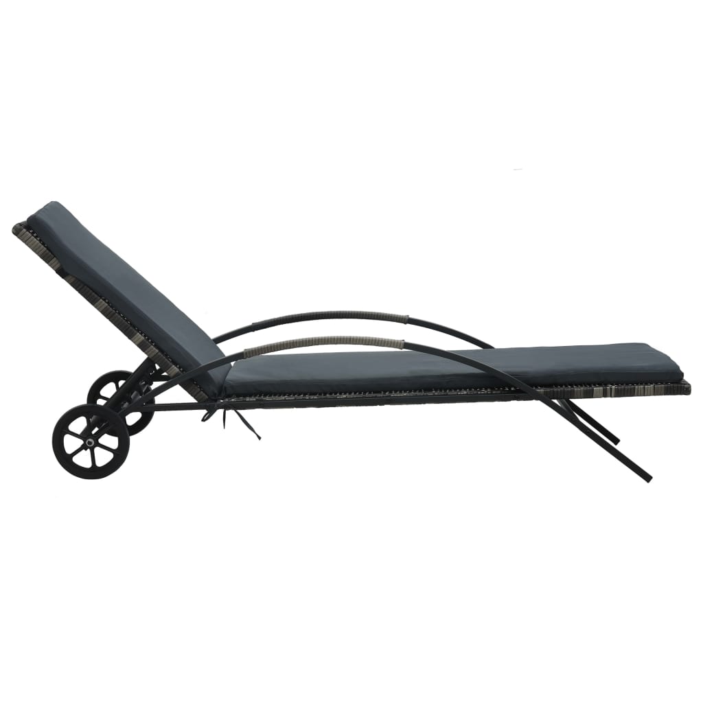 vidaXL Sun Lounger | Anthracite and Grey | PE Rattan and Powder-Coated Steel