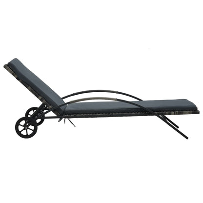 vidaXL Sun Lounger | Anthracite and Grey | PE Rattan and Powder-Coated Steel