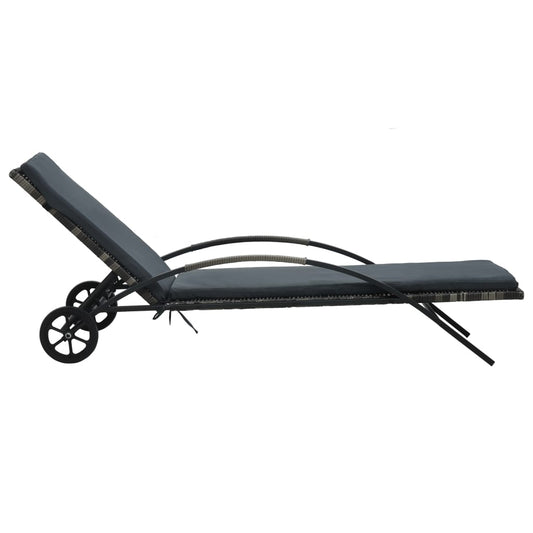 vidaXL Sun Lounger | Anthracite and Grey | PE Rattan and Powder-Coated Steel