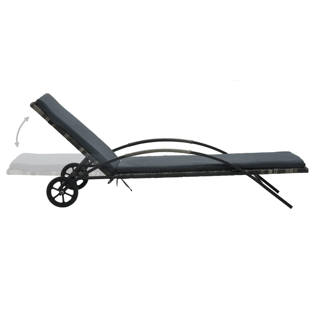 vidaXL Sun Lounger | Anthracite and Grey | PE Rattan and Powder-Coated Steel