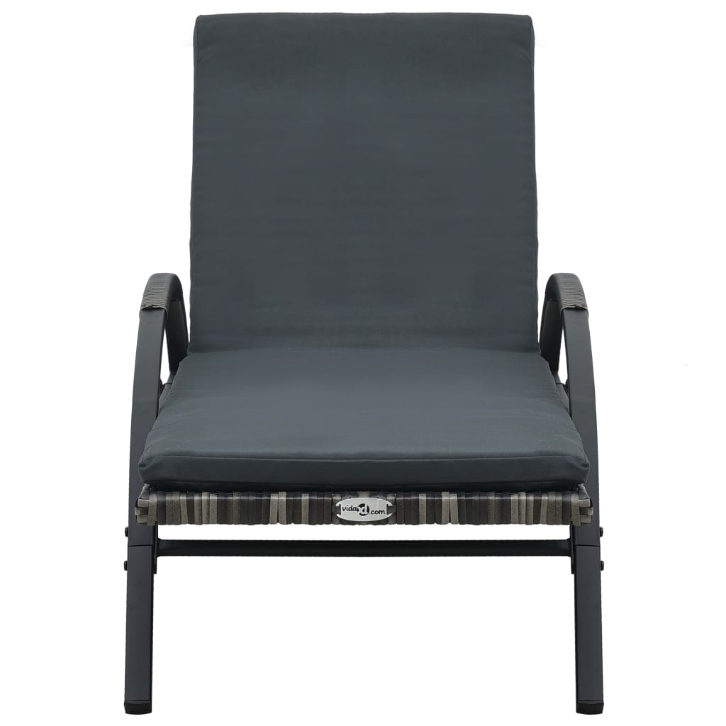 vidaXL Sun Lounger | Anthracite and Grey | PE Rattan and Powder-Coated Steel
