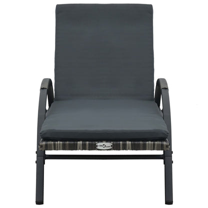 vidaXL Sun Lounger | Anthracite and Grey | PE Rattan and Powder-Coated Steel