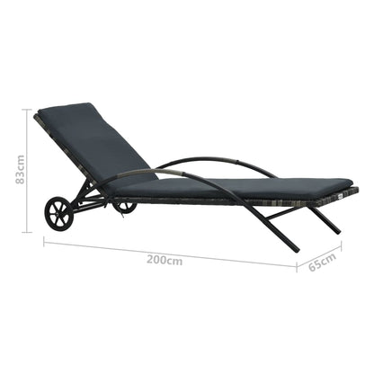 vidaXL Sun Lounger | Anthracite and Grey | PE Rattan and Powder-Coated Steel