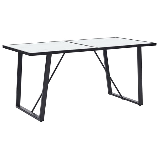 281553 vidaXL Dining Table White 160x80x75 cm Tempered Glass