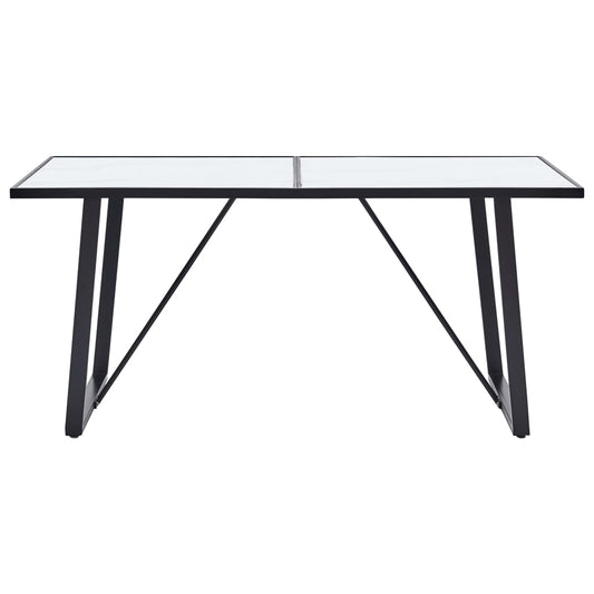 281553 vidaXL Dining Table White 160x80x75 cm Tempered Glass