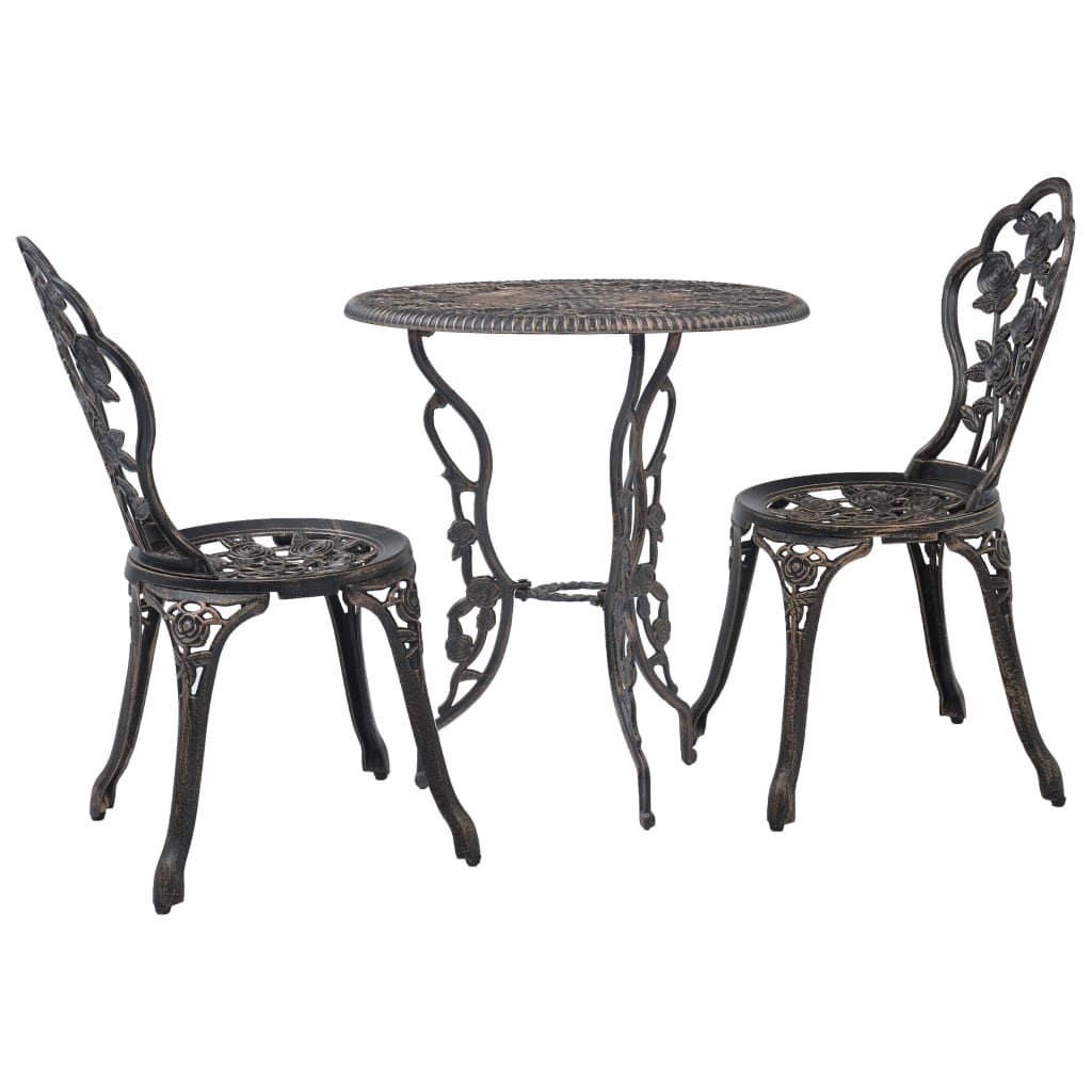 vidaXL Bistro Set | Bronze | Cast Aluminium | Compact | Durable | Bistro Set