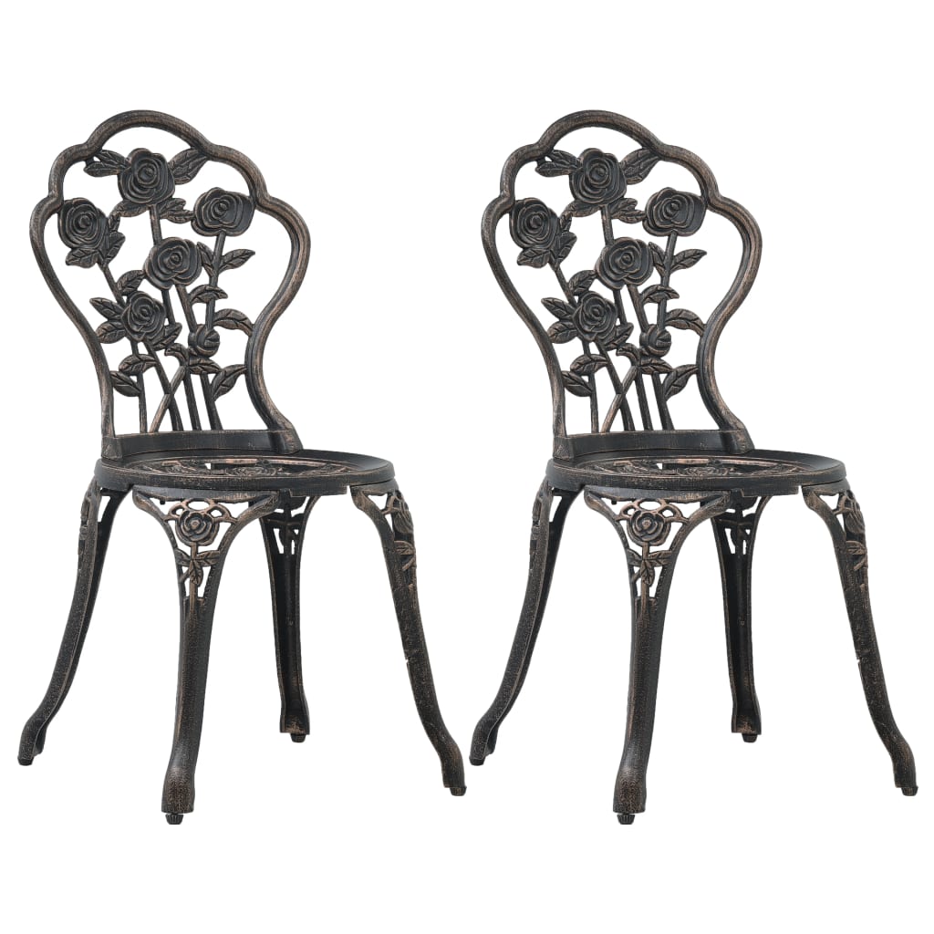 vidaXL Bistro Chair | Set of 2 | Bronze | Cast aluminium | Regular | Durable