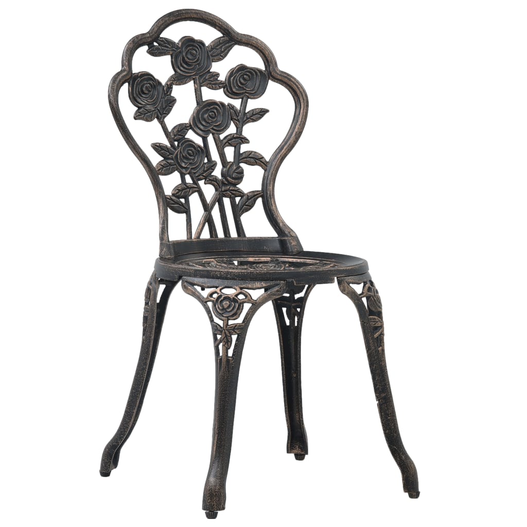 vidaXL Bistro Chair | Set of 2 | Bronze | Cast aluminium | Regular | Durable