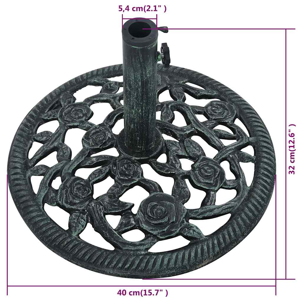 vidaXL Umbrella Base Green 9 kg 40 cm Cast Iron