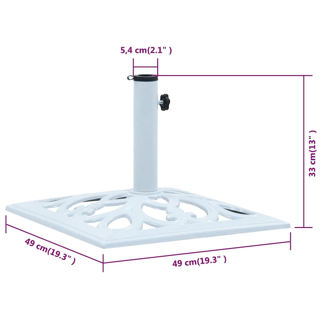 vidaXL Umbrella Base White 12 kg 49 cm Cast Iron