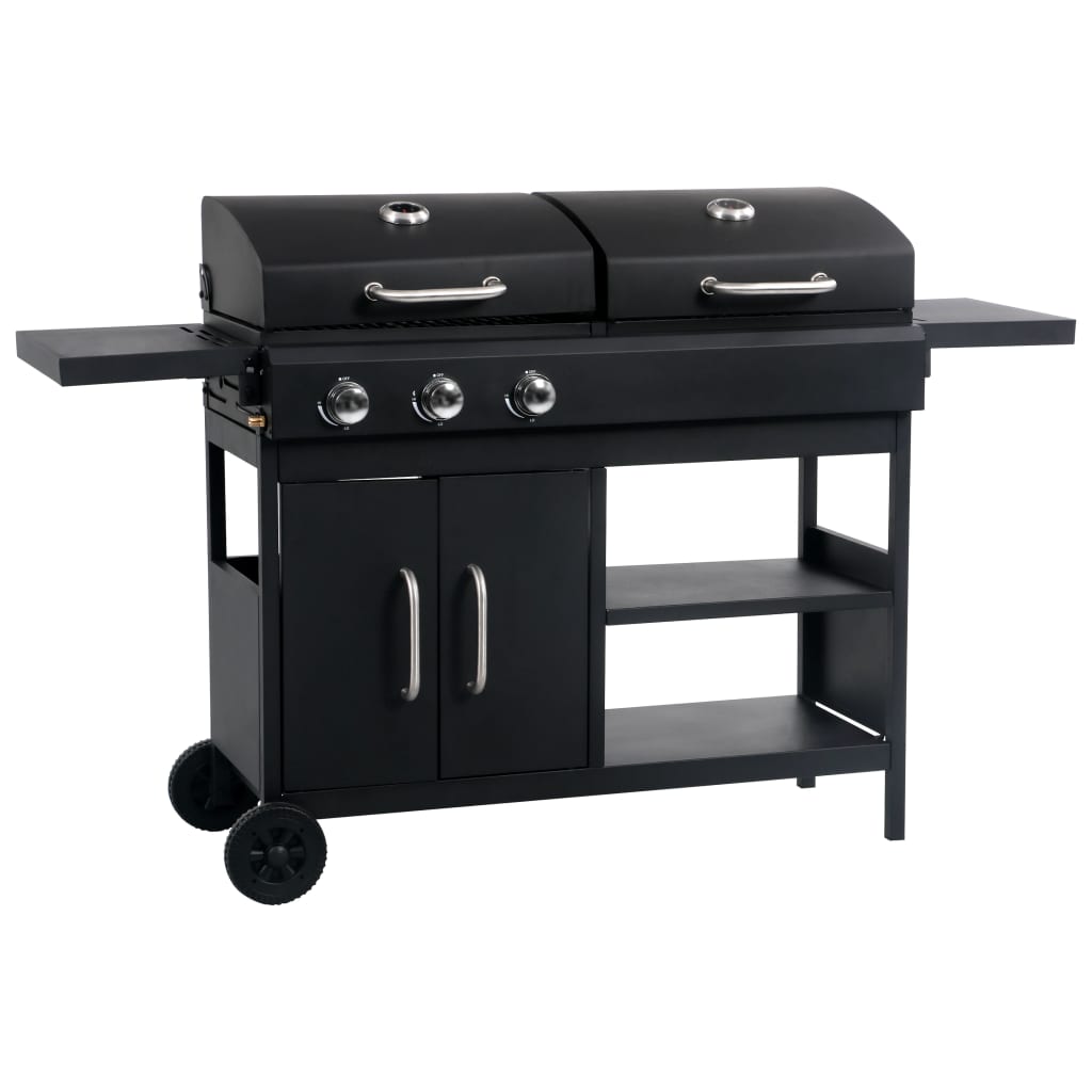 vidaXL Gas Charcoal Combo Grill with 3 Burners