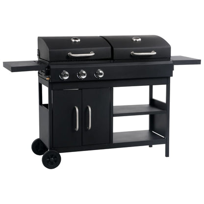 vidaXL Gas Charcoal Combo Grill with 3 Burners