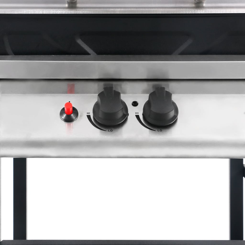 vidaXL Gas BBQ Grill with 3-layer Side Table Black and Silver