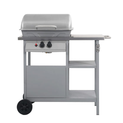 vidaXL Gas BBQ Grill with 3-layer Side Table Black and Silver