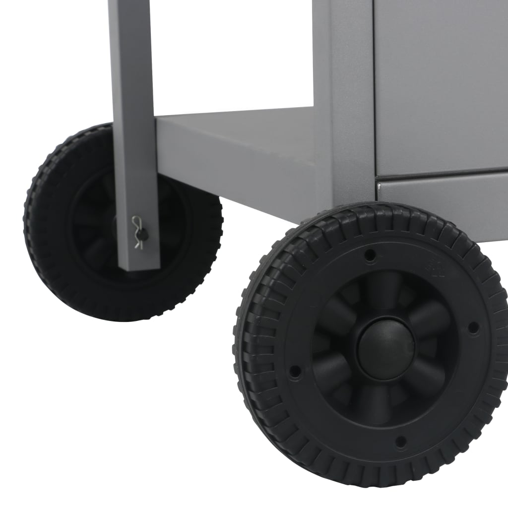 vidaXL Gas BBQ Grill with 3-layer Side Table Black and Silver