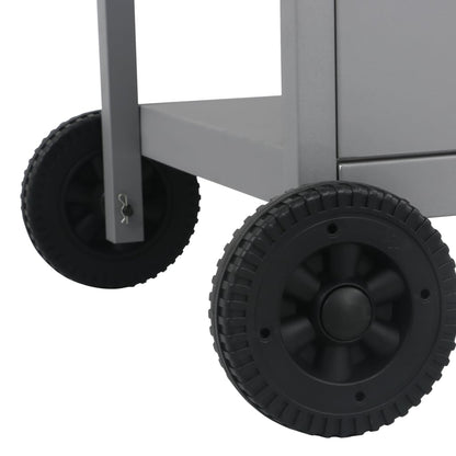 vidaXL Gas BBQ Grill with 3-layer Side Table Black and Silver