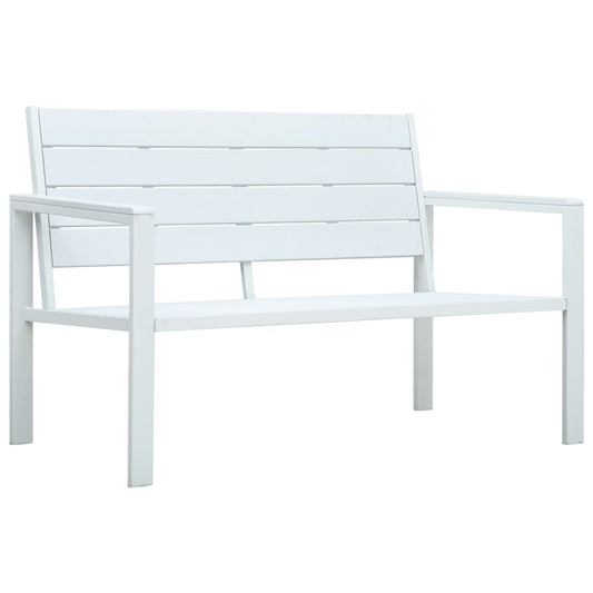 vidaXL Garden Bench | White | HDPE and Steel | 120 cm |  Durable  | Garden Bench