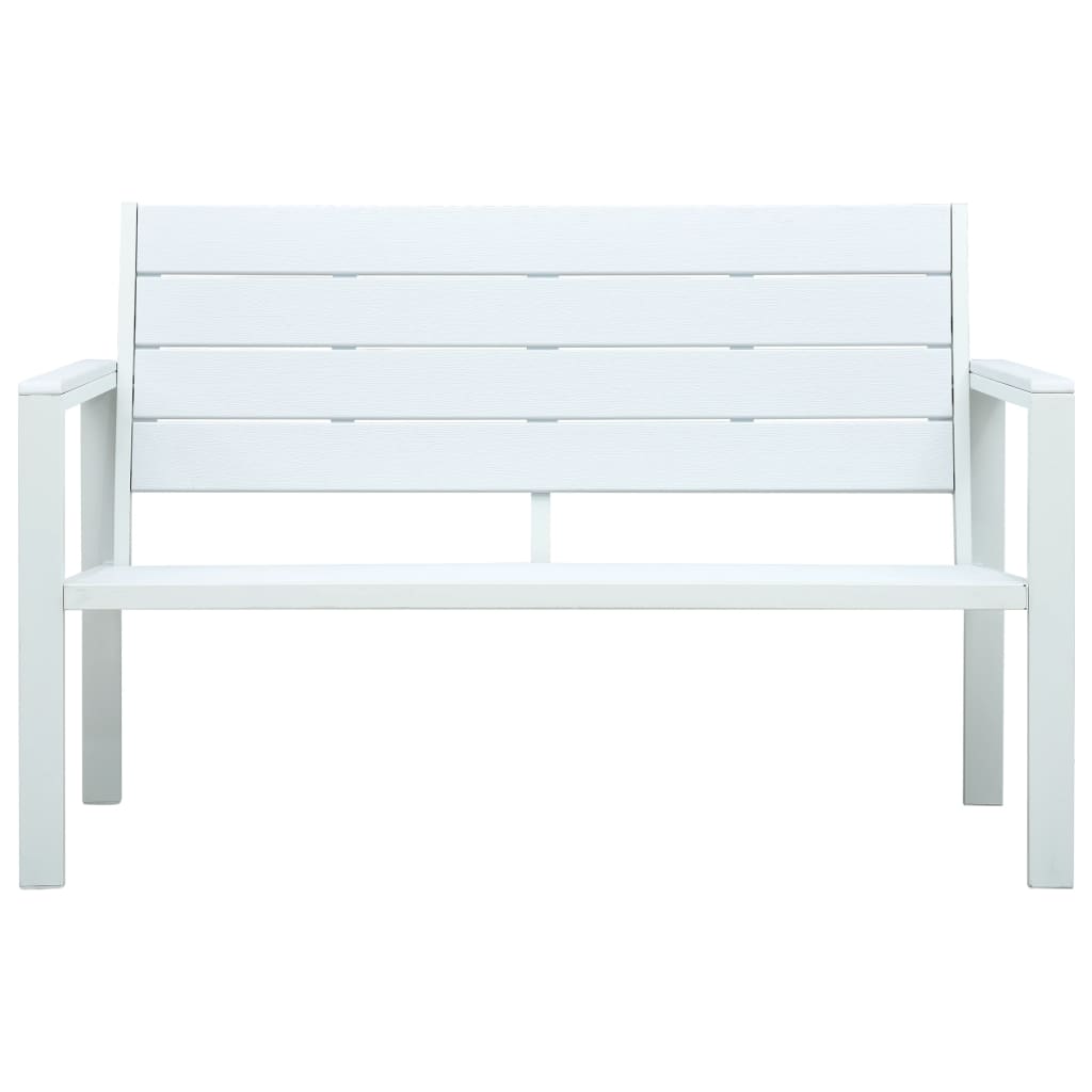 vidaXL Garden Bench | White | HDPE and Steel | 120 cm |  Durable  | Garden Bench