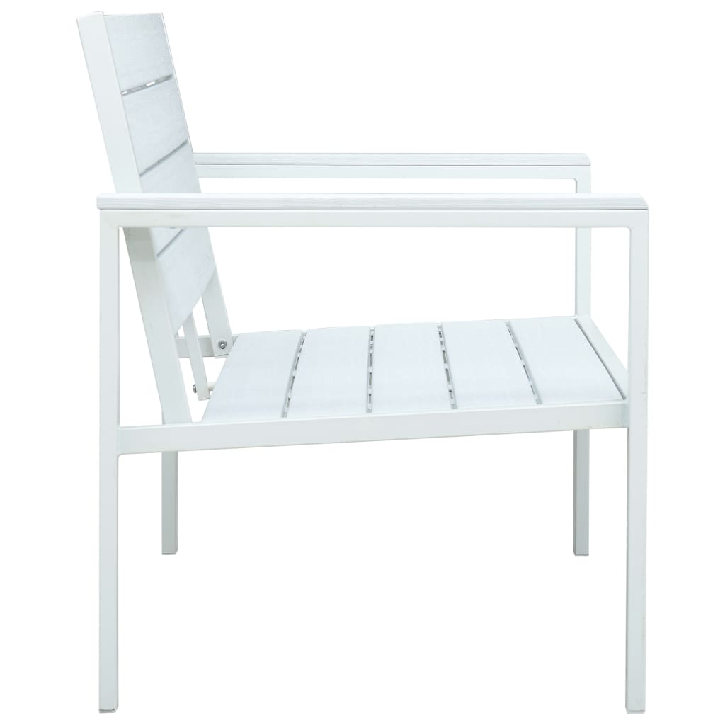 vidaXL Garden Bench | White | HDPE and Steel | 120 cm |  Durable  | Garden Bench