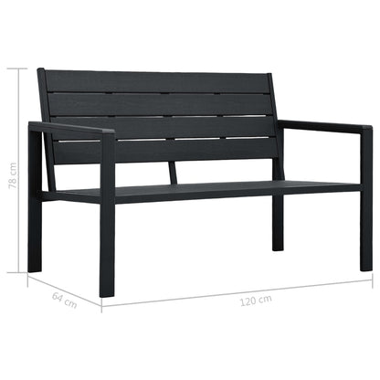 vidaXL Garden Bench | Black | HDPE | 120 cm long |  Durable  | Garden Bench