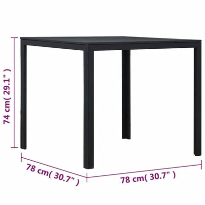 vidaXL Coffee Table Black 78x78x74 cm HDPE Wood Look
