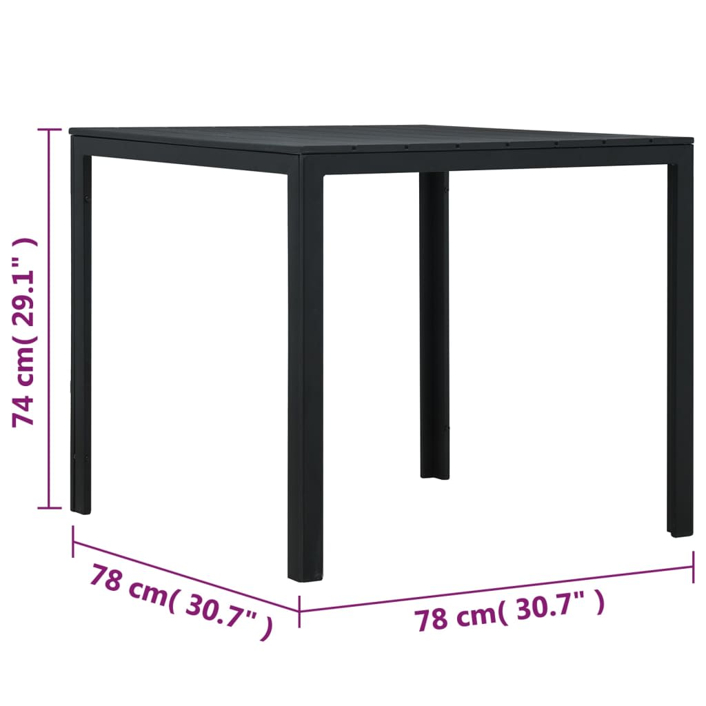 47882 vidaXL Coffee Table Black 78x78x74 cm HDPE Wood Look
