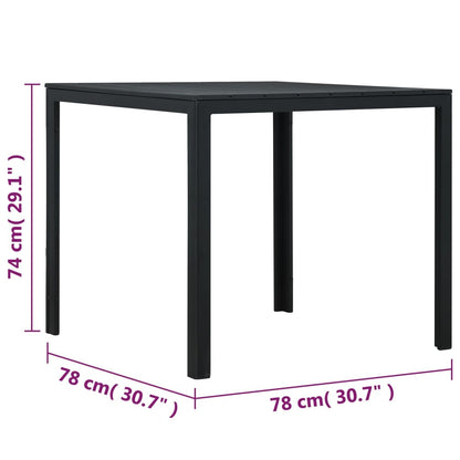 47882 vidaXL Coffee Table Black 78x78x74 cm HDPE Wood Look