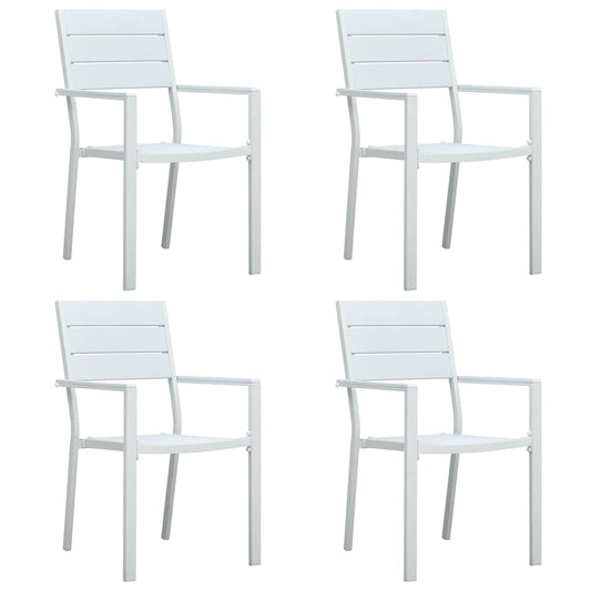 47884 vidaXL Garden Chairs 4 pcs White HDPE Wood Look