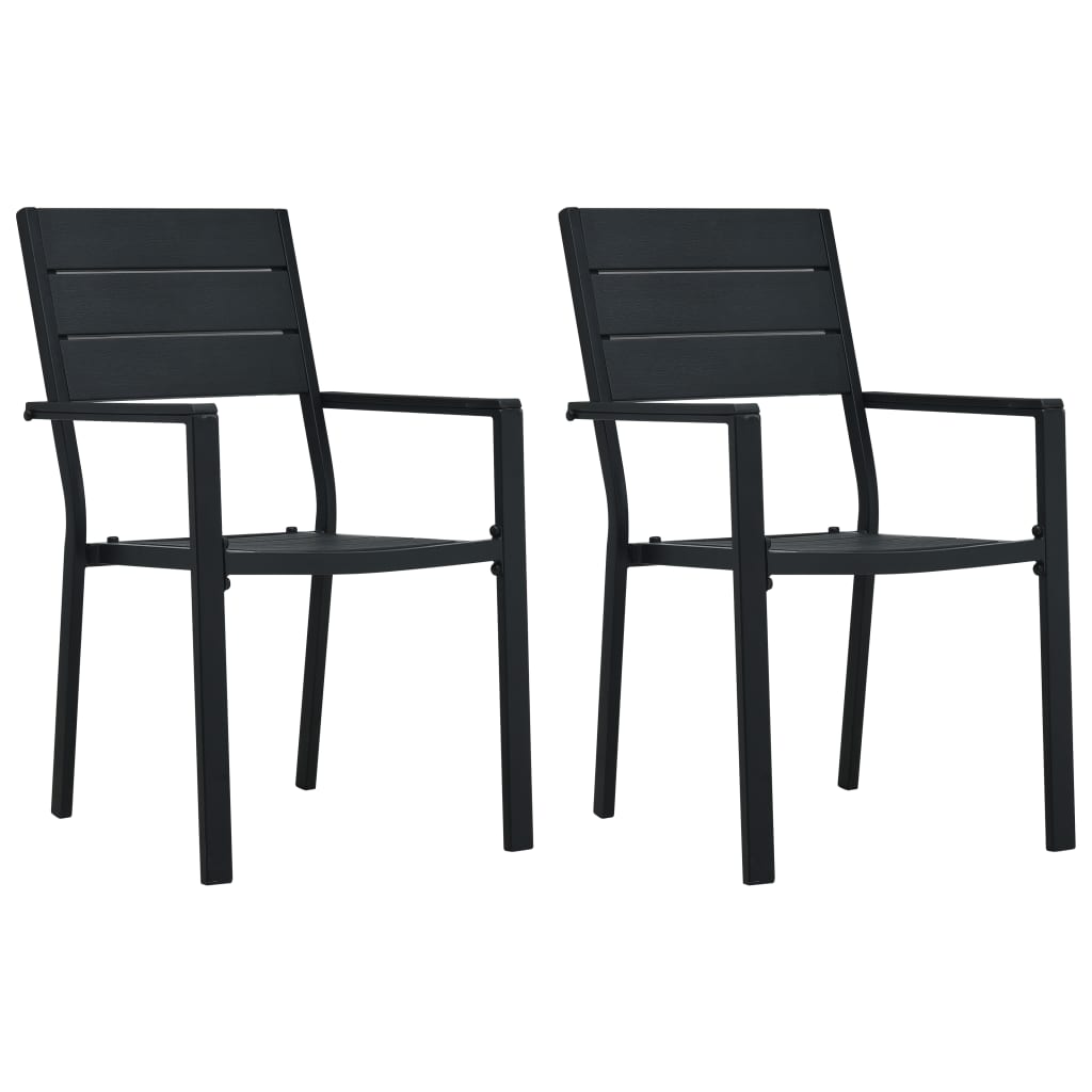 vidaXL Garden Chair | Set of 2 | Black | HDPE | Standard | Durable