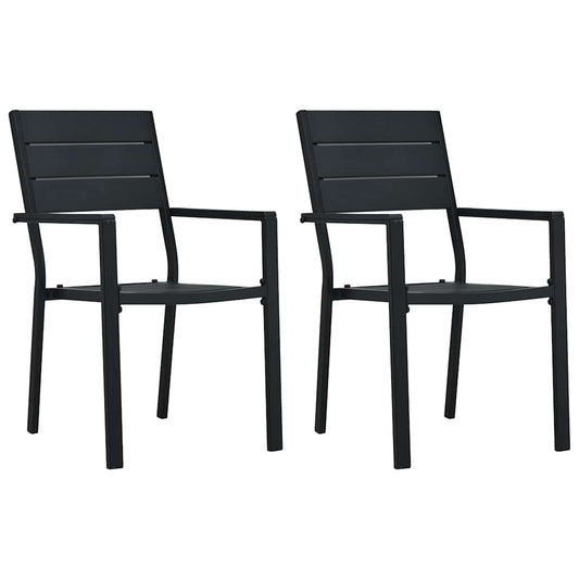 47885 vidaXL Garden Chairs 2 pcs Black HDPE Wood Look