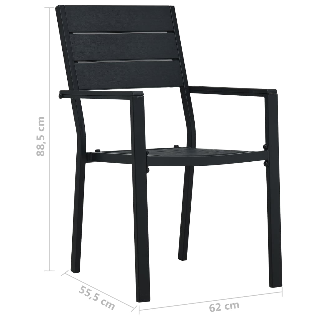 vidaXL Garden Chair | Set of 2 | Black | HDPE | Standard | Durable