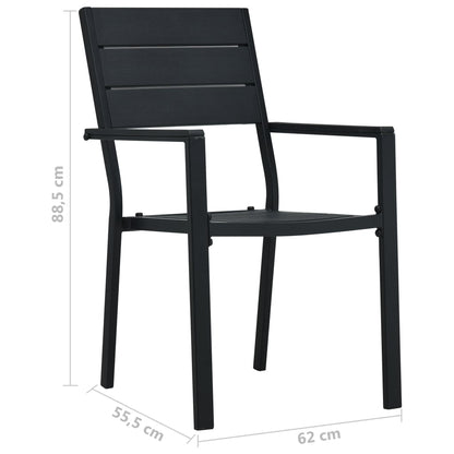 vidaXL Garden Chair | Set of 2 | Black | HDPE | Standard | Durable