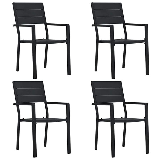 47886 vidaXL Garden Chairs 4 pcs Black HDPE Wood Look