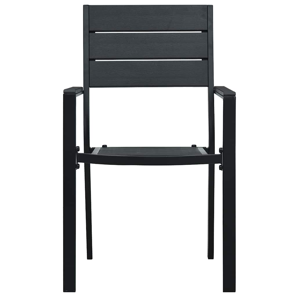 vidaXL Garden Chairs 4 pcs Black HDPE Wood Look