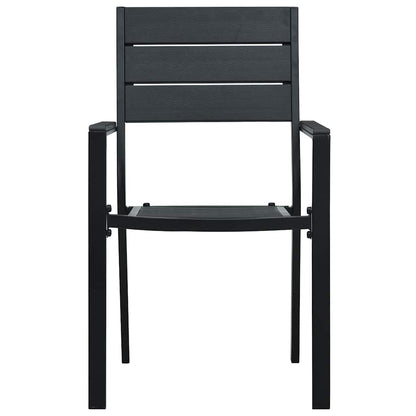 vidaXL Garden Chairs 4 pcs Black HDPE Wood Look