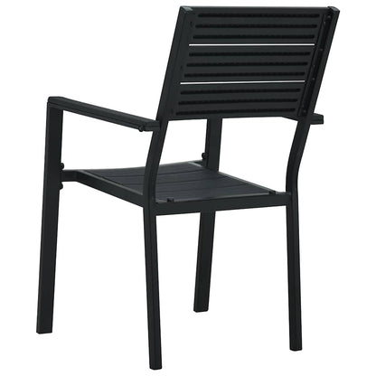 vidaXL Garden Chairs 4 pcs Black HDPE Wood Look