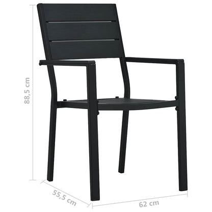 vidaXL Garden Chairs 4 pcs Black HDPE Wood Look