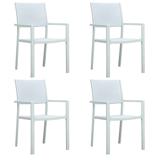 47888 vidaXL Garden Chairs 4 pcs White Plastic Rattan Look