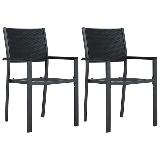 47889 vidaXL Garden Chairs 2 pcs Black Plastic Rattan Look