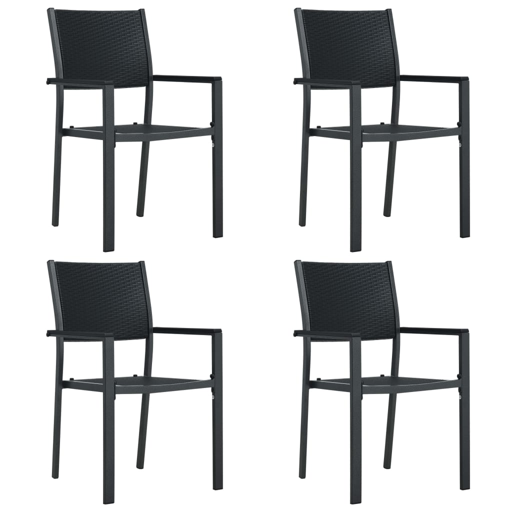 vidaXL Garden Chair | Set of 4 | Black | Plastic, Steel | Standard | Lightweight