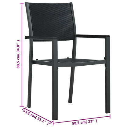 vidaXL Garden Chair | Set of 4 | Black | Plastic, Steel | Standard | Lightweight