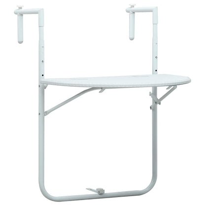 vidaXL Hanging Balcony Table White 60x64x83.5 cm Plastic Rattan Look