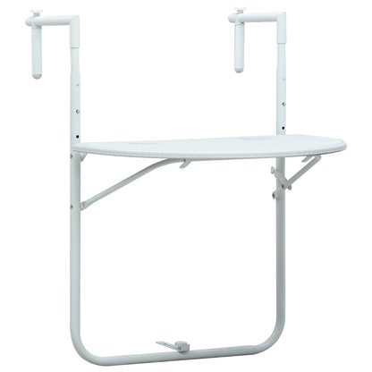 47893 vidaXL Hanging Balcony Table White 60x64x83,5 cm Plastic Rattan Look