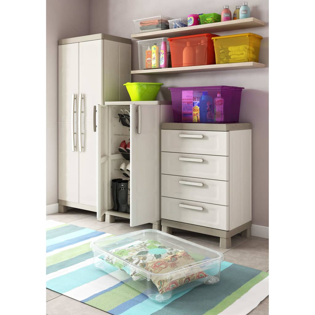 Keter Low Storage Cabinet Excellence Beige and Taupe 97 cm